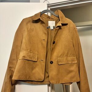 H&M Tan Blazer Suede-Like Cropped Jacket